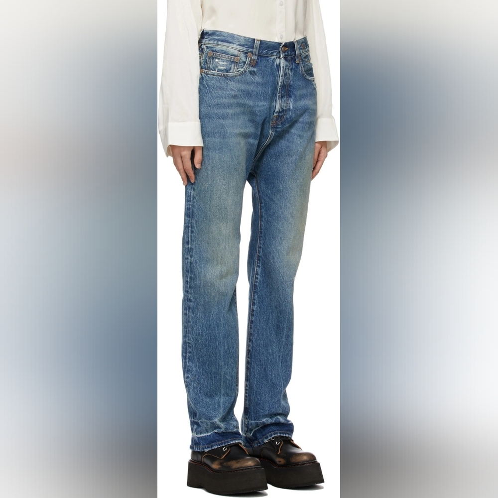 Nwt R13 Izzy Drop In Jasper Color With Let Down Hem Stylish Blue Women's Jeans - Picture 8 of 13